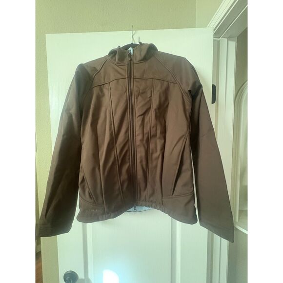 Columbia Soft-Shell Snow Jacket Size M in Chocolate with Blue interior and hood - Picture 1 of 10